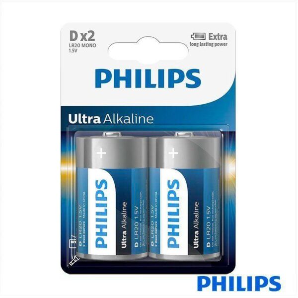 Pilha Alcalina PHILIPS LR20/D 1.5V 1