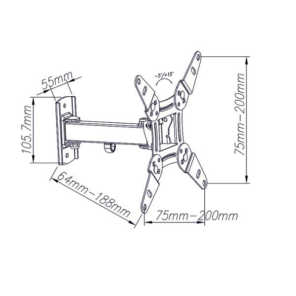 Suporte Televisão BLOW c/ braço 13" a 42" até 20kg 3 Uchwyt-TV-LCD-13-42-TYP-X-z-przegubem-Kod-producenta-5900804081739