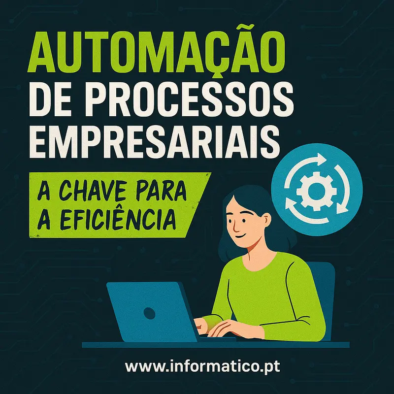 Ambiente empresarial automatizado com robôs e humanos a trabalhar juntos.