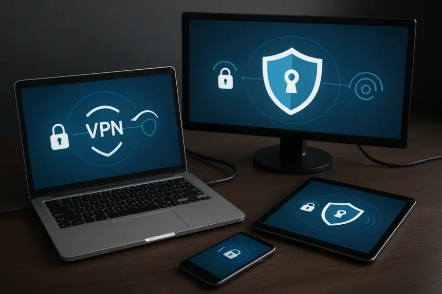 Acesso remoto seguro - Mais eficiência no Teletrabalho 2 Um colaborador remoto protegido por camadas de segurança digital.