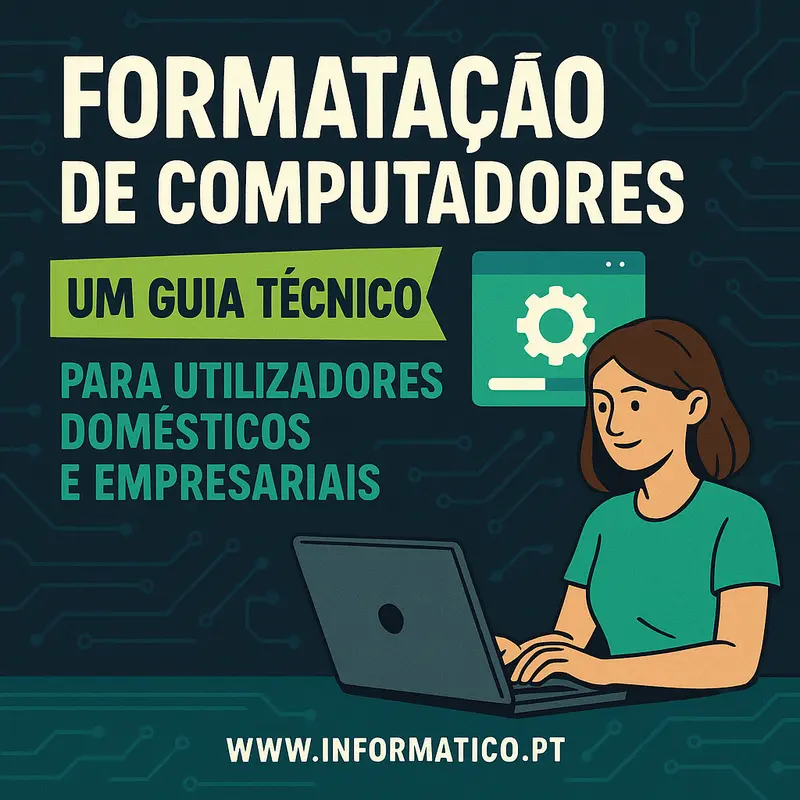 Configuração de um computador moderno num espaço minimalista após formatação bem-sucedida.