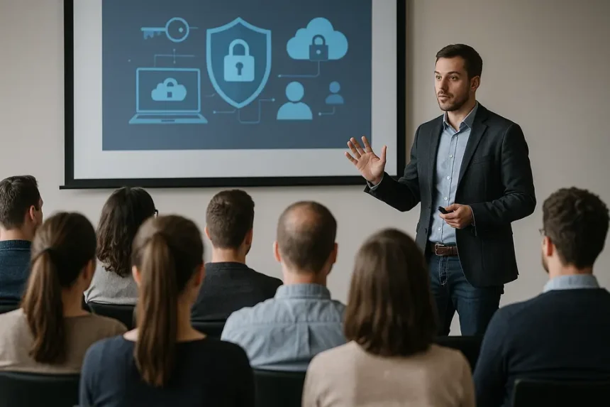 PMEs no Mundo Digital: Estratégias de Cibersegurança 3 Especialista em TI analisando vulnerabilidades numa PME.