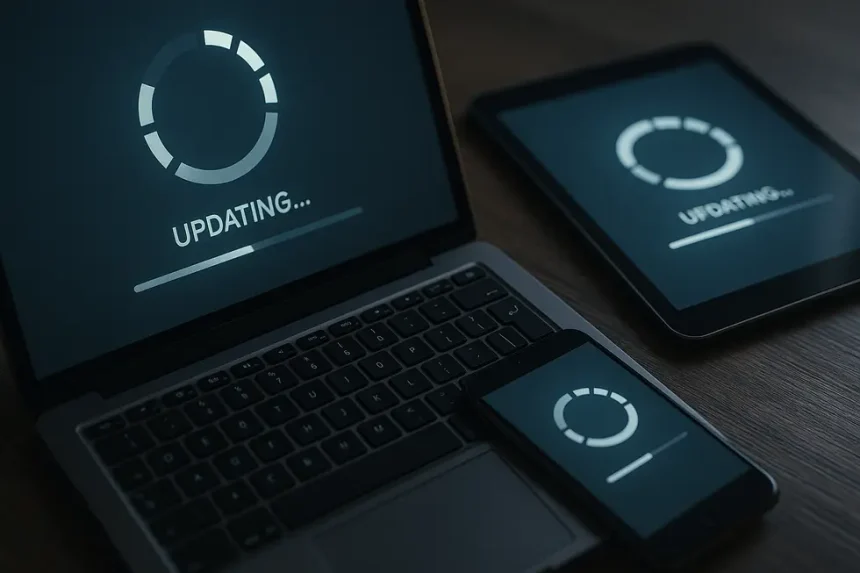 Suporte de Software Empresarial - Maximize o seu Negócio 4 Ambiente de escritório com monitores exibindo interfaces de software empresarial.