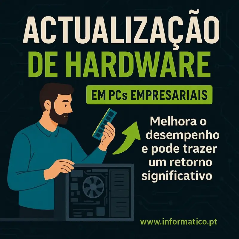 PC moderno com hardware interno exposto em uma mesa de escritório.