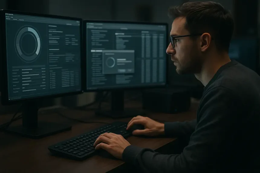 Gestão de Backups e Recuperação - Guia para Empresas 3 Sala de servidores moderna com sistemas de backup automatizados.