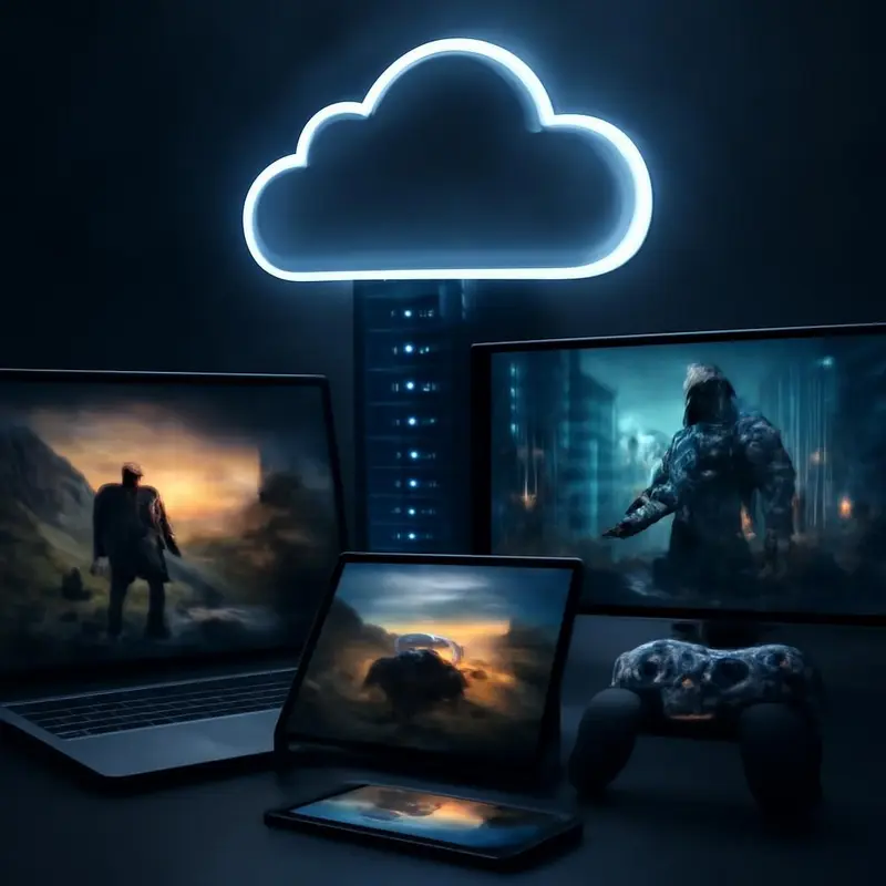 Cloud Gaming: Revolução para Gamers e Criadores conteúdos 1 Representação visual do conceito de gaming na nuvem.