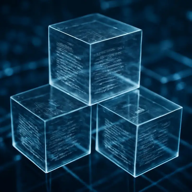 Importância da Blockchain na segurança dos dados das empresas 3 Diagrama da arquitetura de blockchain, mostrando blocos interligados e nós de rede.