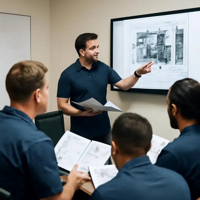 Um técnico a verificar sistemas como parte de um plano de manutenção preventiva.