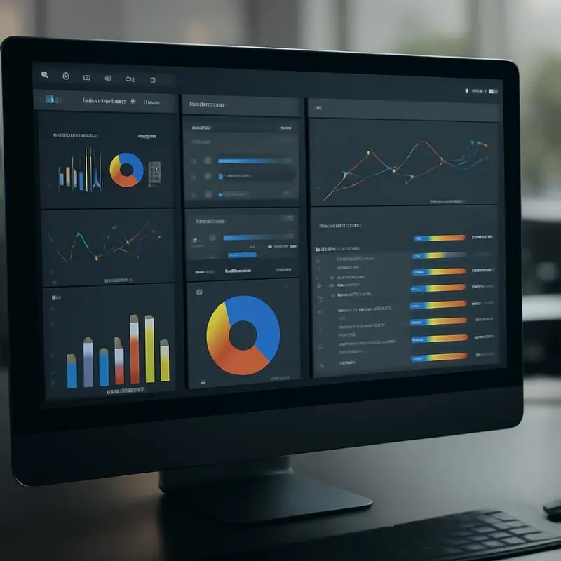 Visualização de dados empresariais num software de gestão.