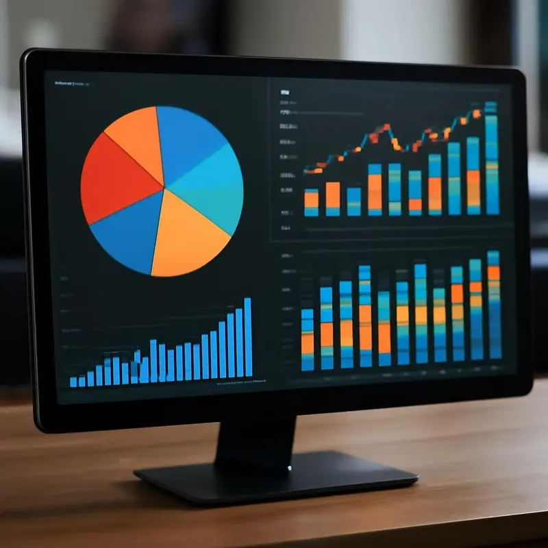 Visualização de dados empresariais num software de gestão.