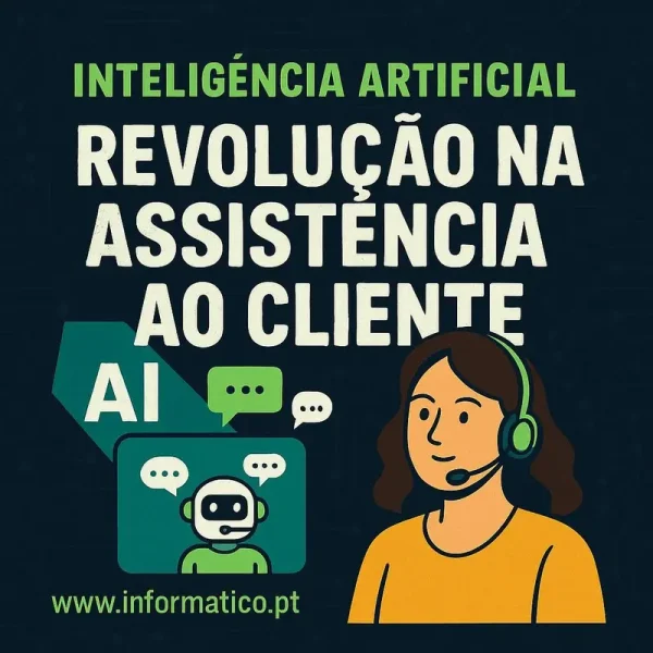 Centro de IA futurista com uma interface neon dedicada ao suporte ao cliente, simbolizando inovação tecnológica.