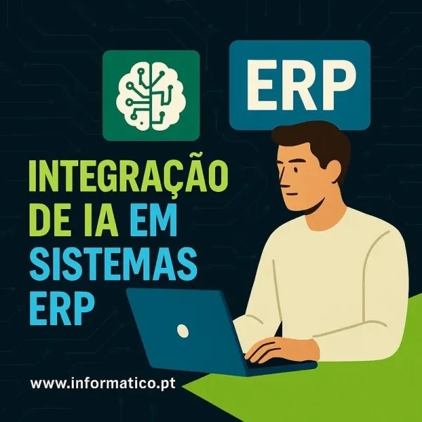 Capa ilustrativa mostrando elementos de integração de IA em sistemas ERP para empresas.
