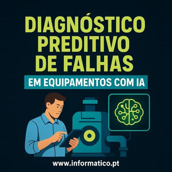 Ambiente industrial moderno usando IA para manutenção preditiva.