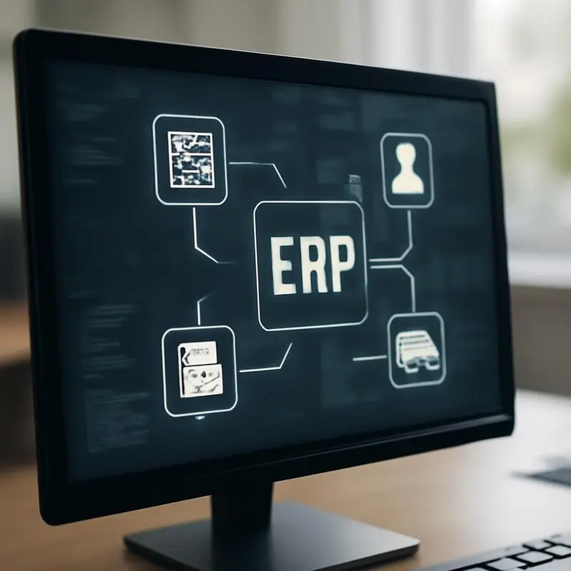 Integração de IA em sistemas ERP para Médias Empresas 1 Visualização de um sistema ERP mostrando integração de diferentes módulos empresariais.