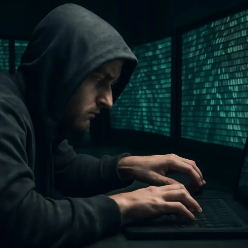 Proteger a identidade digital para salvaguardar o futuro digital 1 Hacker tentando invadir uma rede digital, representando ameaças às identidades digitais.