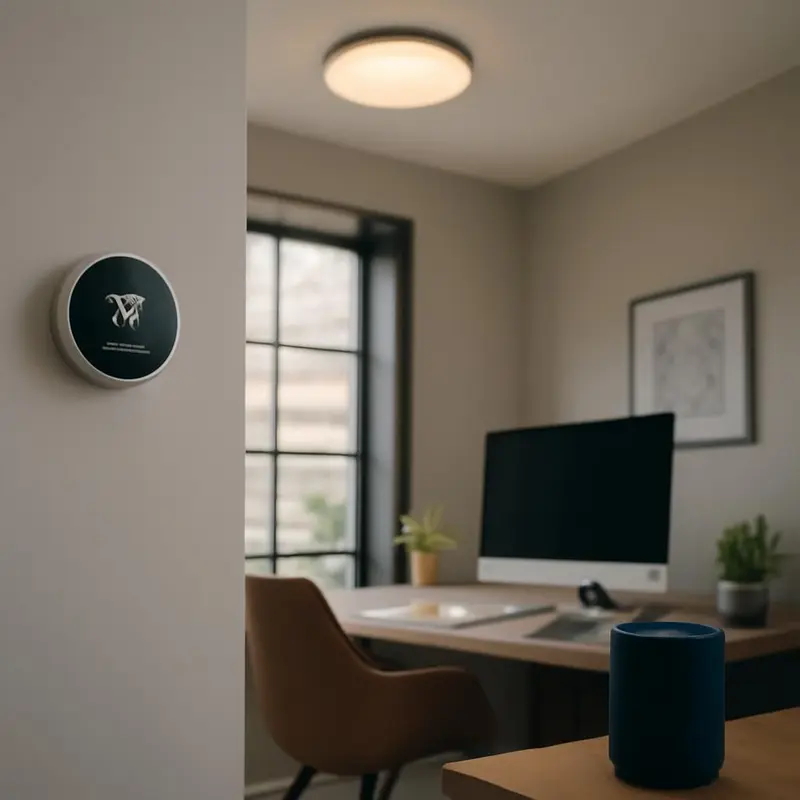 Automação Inteligente é uma revolução nas pequenas empresas 1 Escritório com automação residencial e tecnologia de IA.