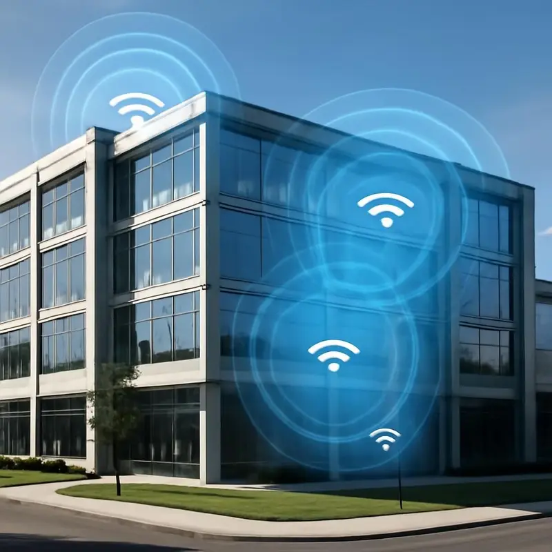 Otimização e confiabilidade das redes MESH empresariais 2 Estrutura tridimensional de uma rede mesh com nós interconectados.