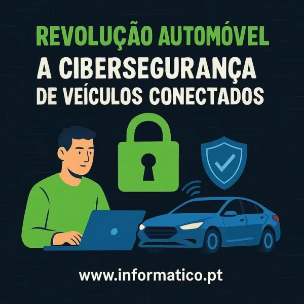 Autoestrada futurista com veículos conectados, mostrando redes vibrantes e símbolos de segurança digital ao longo da via.