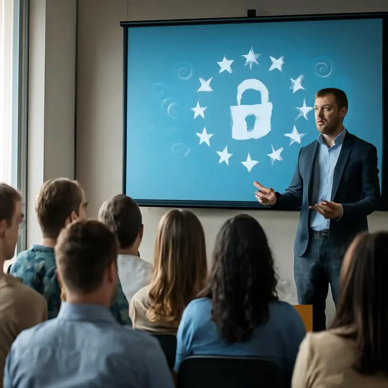 Está em conformidade com o RGPD? - Guia essencial para Empresas 7 Executivos discutindo a importância do RGPD para a proteção de dados na empresa.