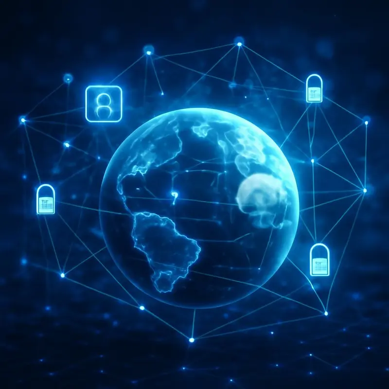 Gestão centralizada de Políticas de Segurança em ambientes TI distribuídos 7 Torre de controlo central simbolizando a gestão unificada de redes.
