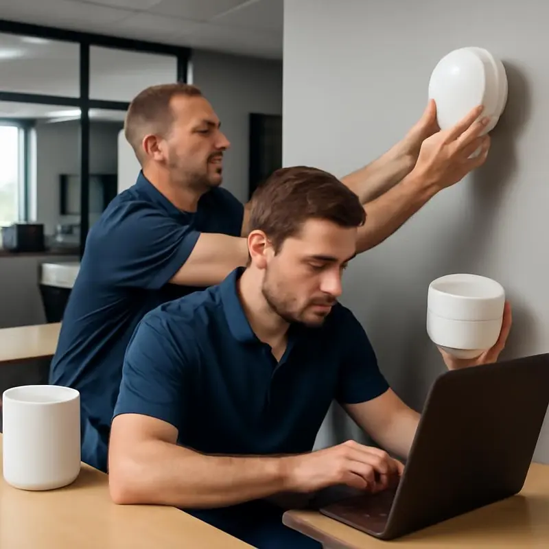 Otimização e confiabilidade das redes MESH empresariais 5 Estrutura tridimensional de uma rede mesh com nós interconectados.