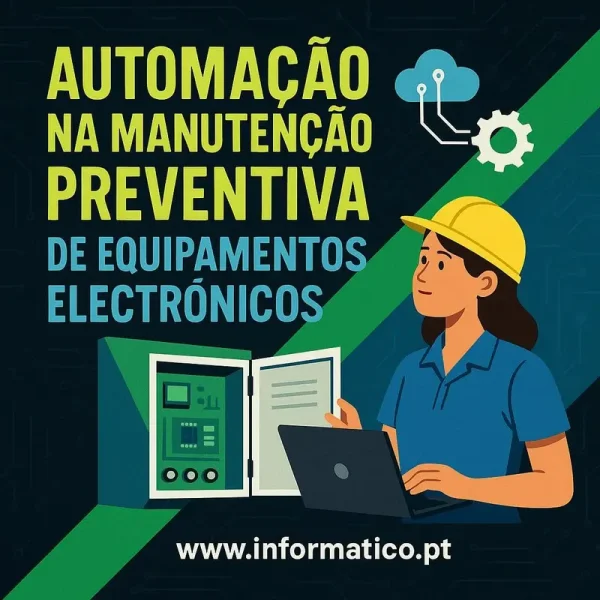 Robôs e tecnologia inteligente operando numa fábrica automatizada.