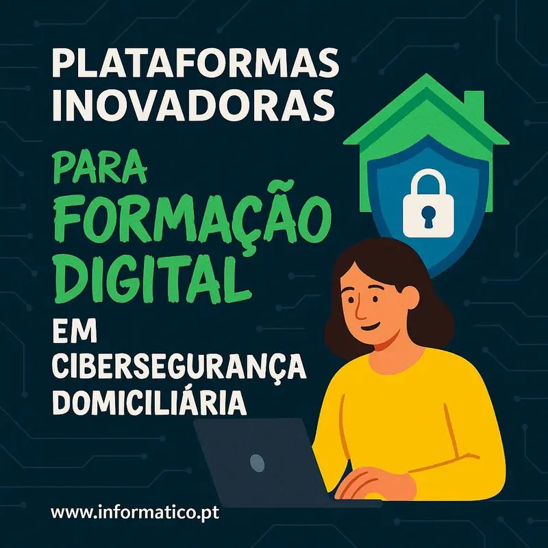 Casa moderna com ícones de segurança digital como escudos e cadeados.