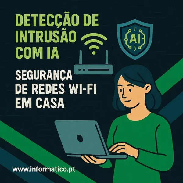 Ilustração de IA protegendo redes Wi-Fi numa casa moderna.