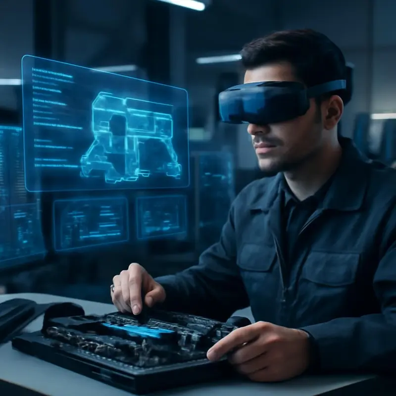 Assistência técnica remota com Realidade Aumentada: Desafios e oportunidades 7 Técnico utilizando óculos de realidade aumentada para suporte remoto.