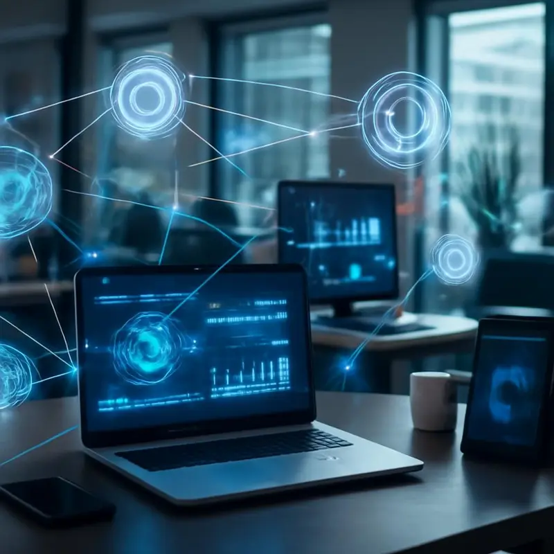 Preservar o computador portátil com a Manutenção Preditiva 7 Um técnico analisa dados de manutenção preditiva num laptop.