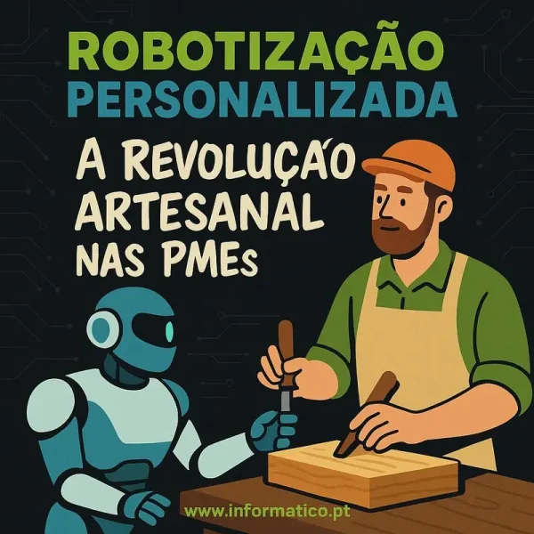 Ambiente de produção artesanal onde humanos trabalham em colaboração com robots.