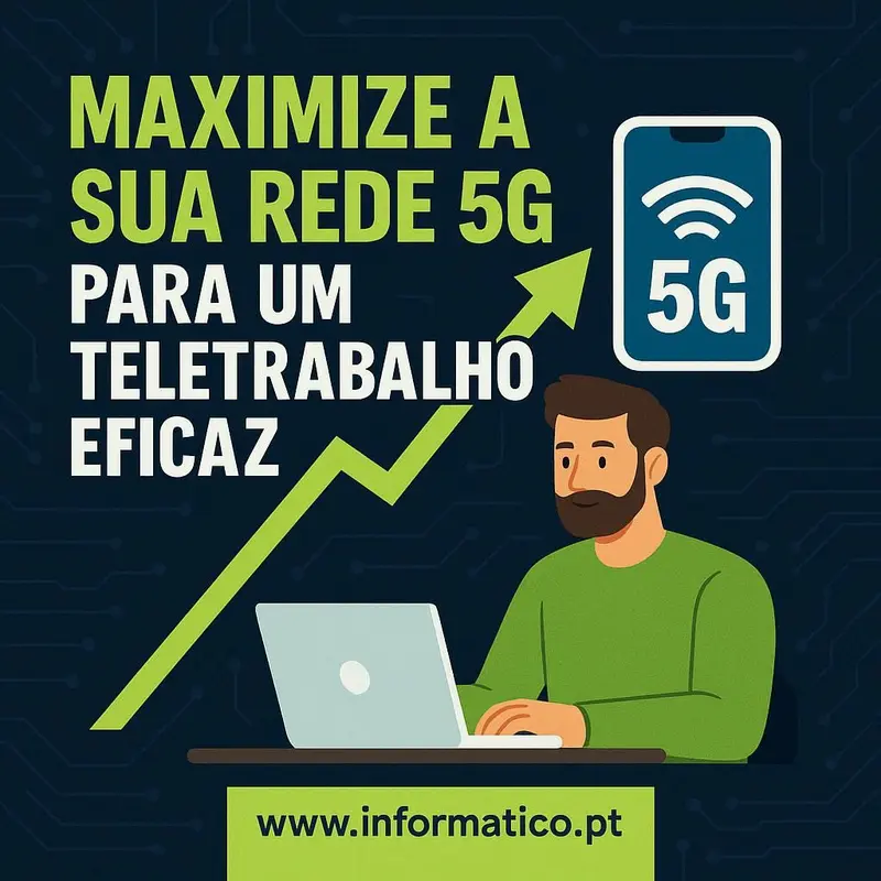 Casa com dispositivos conectados à rede 5G para teletrabalho eficaz.