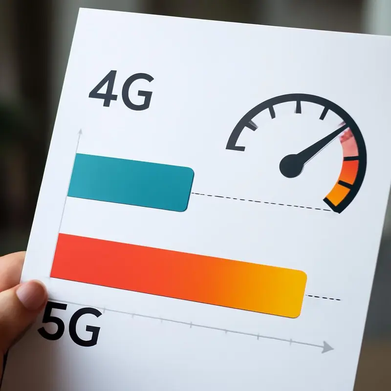 Comparação das velocidades de conexão entre 4G e 5G.