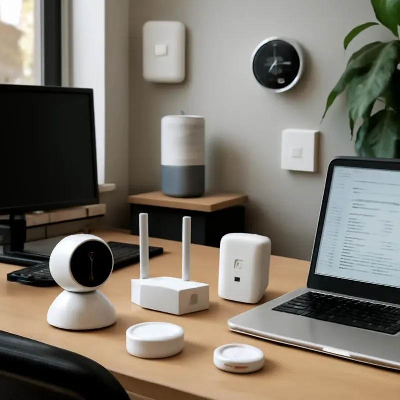 O futuro da automatização inteligente de IoT para Microempresas 1 O conjunto diversificado de dispositivos IoT integrados num ambiente de microempresa.