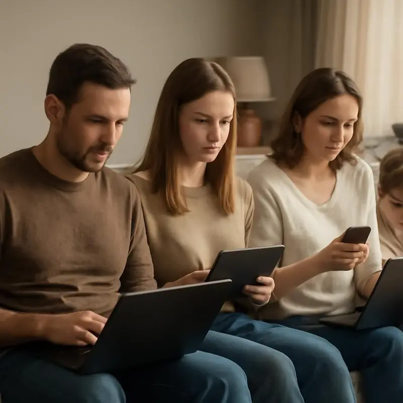 Monitorização e análise preditiva de redes domésticas 1 Família moderna conectada a vários dispositivos em simultâneo.