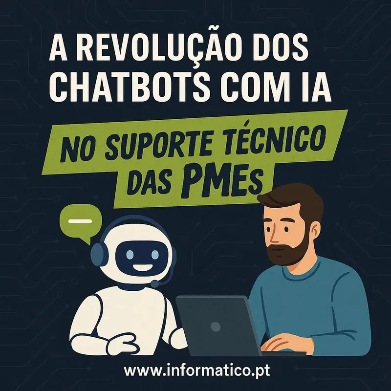 Ambiente de escritório futurista com chatbots assistindo uma equipa de suporte.