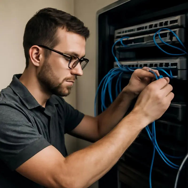 Otimização de redes 5G privadas para Pequenas Empresas 5 Profissionais discutindo necessidades de rede em ambiente corporativo.