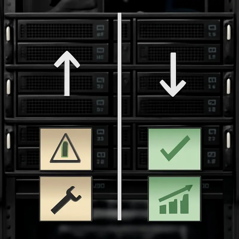 Manutenção preditiva em servidores SMB com Machine Learning 2 Ilustração de uma sala de servidores com fluxo de dados indicativo de análises preditivas.