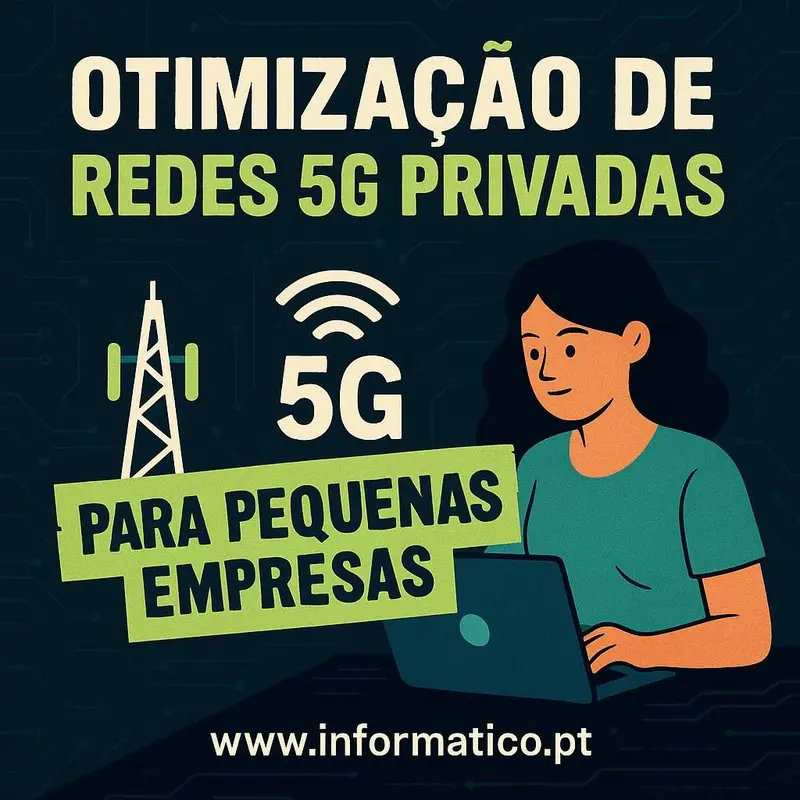 Escritório pequeno com dispositivos conectados em rede com tecnologia 5G.