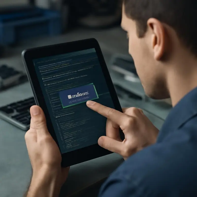 Reparação rápida de falhas de software de equipamentos móveis 5 Um técnico utilizando ferramentas de diagnóstico num smartphone.